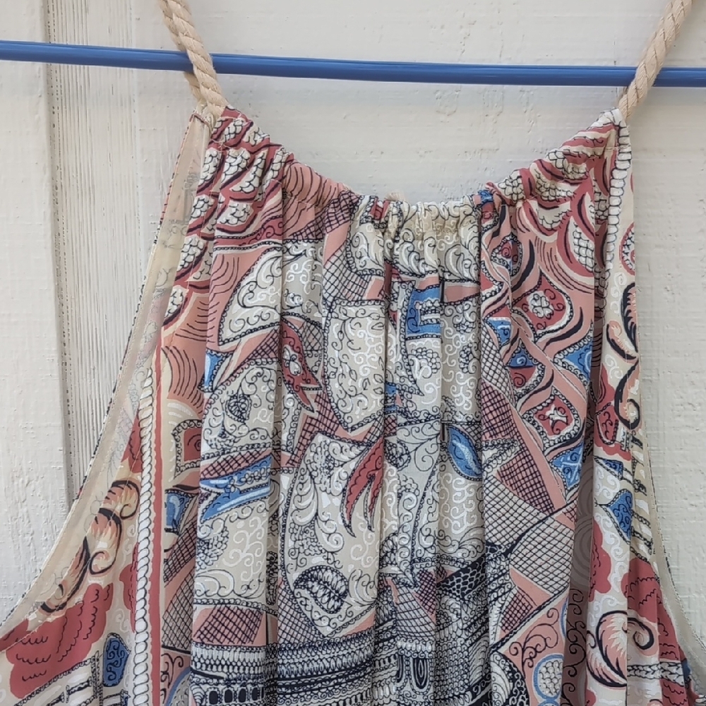 Anthropologie Floreat Castle Lake Dress Large Mini Nautical Sleeveless Rope Neck - Picture 3 of 17